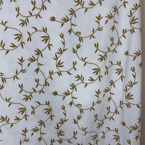 Bodrum linens Turkish Tablecloth White Tan Modern Botanical Leaves Vine 60x102